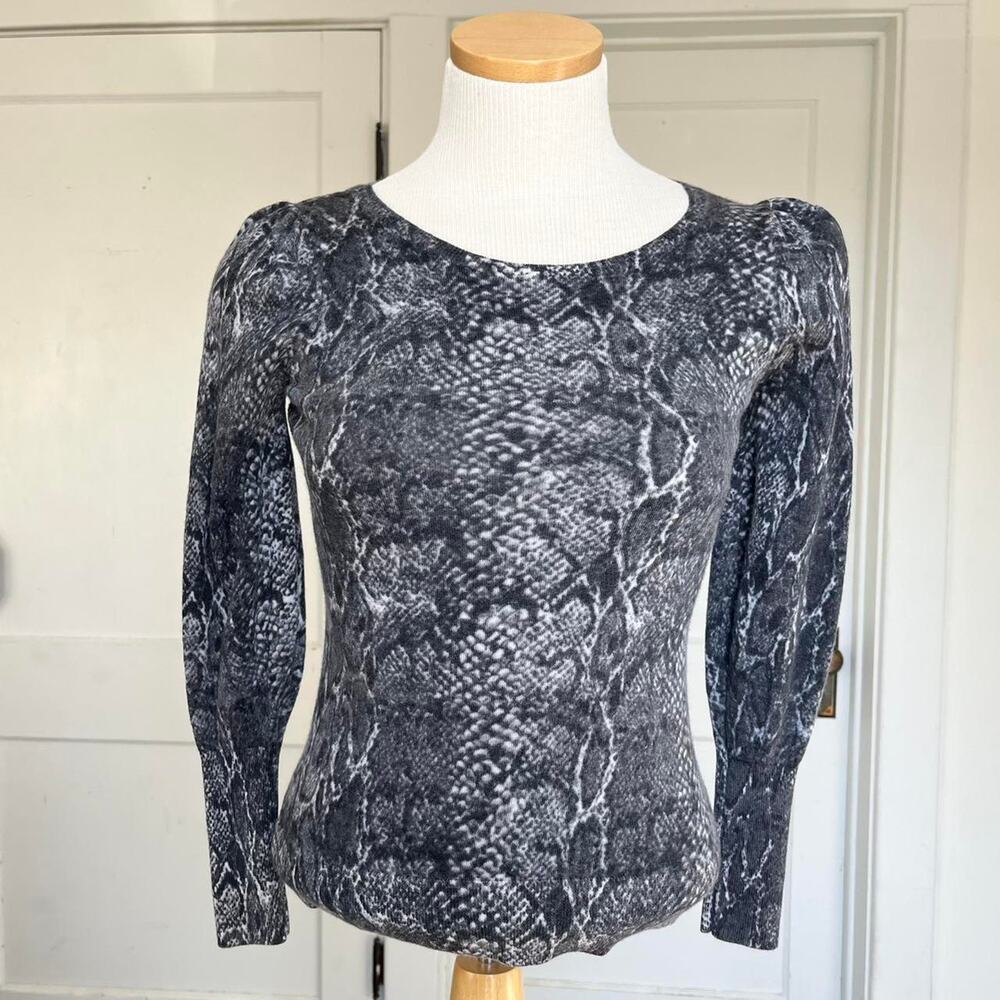 Wool snake print crewneck sweater